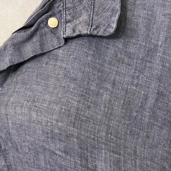 G.Botticelli 100% Linen M Tunic Dress Navy Gray Button Front 3/4 Sleeve Zip - Picture 4 of 13